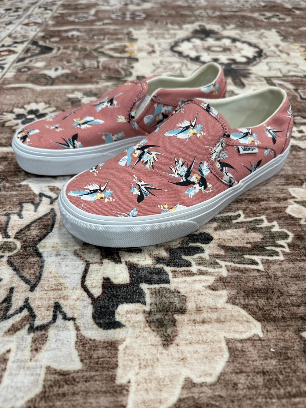 Vans Pink Floral Slip-On Sneakers